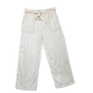 NWT Anthropologie JOA Cream Pants with Tie Waist L